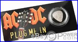 PLUG ME IN ACDC Plectrum Guitar Pick 1/4 Oz Silver Coin 2$ Cook Islands 2019