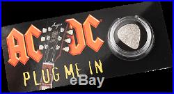 PLUG ME IN AC/DC Plectrum Guitar Pick 1/4 Oz Silver Coin 2$ Cook Islands 2019