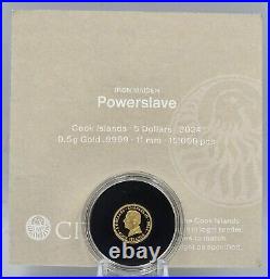 POWERSLAVE Iron Maiden Gold Coin 5$ Cook Islands 2024