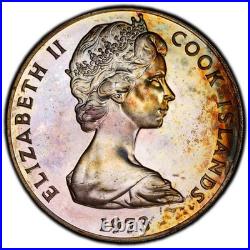 PR67CAM 1973 Cook Islands Coronation 2 Dollars, PCGS Trueview- Rainbow Toned PR67CAM 1973 Cook Islands Coronation 2 Dollars, PCGS Trueview- Rainbow Toned