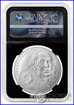PUBLISHER Benjamin Franklin Graded MS70 1/2 Oz Silver Coin 2$ Cook Islands 2021