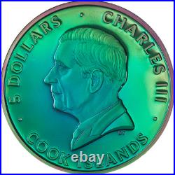 Peacock spectrum. Cook Islands 5$ 2025.1 oz 99,99% silver coin LAST