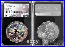 RAIL SPLITTER Abraham Lincoln Graded 1/2 Oz Silver Coin 2$ Cook Islands 2022