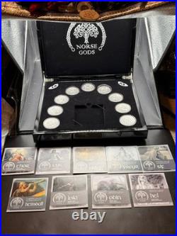 RARE 2015-16 Norse Gods 2 oz. Fine Silver 9-coin series, Cook Islands