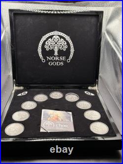 RARE 2015-16 Norse Gods 2 oz. Fine Silver 9-coin series, Cook Islands
