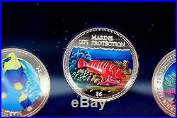 RARE COOK SOLOMON ISLANDS NIUE Marine Life Protection 3 pc Silver $5 Coin set