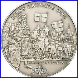 RARE Cook Islands 5$ 2009 1st Crusade Godfrey of Bouillon Silver Coin