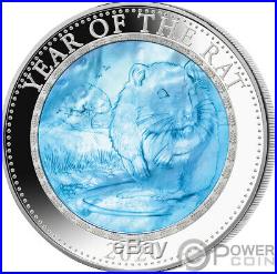 RAT Mother of Pearl Lunar Year Series 5 Oz Silver Coin 25$ Cook Islands 2020