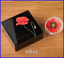 REMEMBRANCE POPPY 1 oz Silver Coin shaped Cook Islands 2017