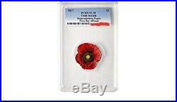 REMEMBRANCE POPPY 2017 $5 Cook Islands. 999 Silver Coin PCGS PL70 First Day