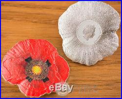 REMEMBRANCE POPPY Papaver 1 Oz Silver Coin 5$ Cook Islands 2017
