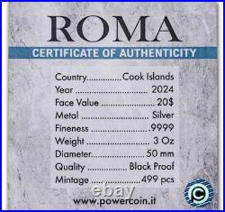 ROMA Monumental View Rome 3 Oz Silver Coin $20 Cook Islands 2024