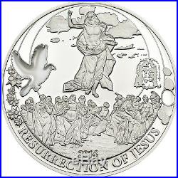 Resurrection of Jesus Silver Coin 2$ Cook Island 2014 with COA+ Box