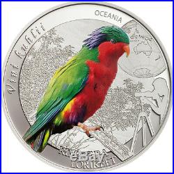 Rimatara Rainbow Lorikeet $2 Cook Island 2016 Silver Proof Coin