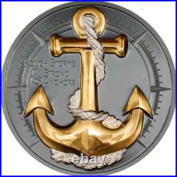 Rough Storms The Journey Anchor 2 oz Black Proof Silver Coin Cook Islands 2025