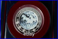 Rwanda 2014 1000 Fr Year of Horse 3oz 999 Silver Jewel Relief Coin agate cameo
