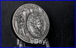 SHIELD OF ATHENA Aegis Mythology 2 Oz Silver Coins 10$ Cook Islands 2018