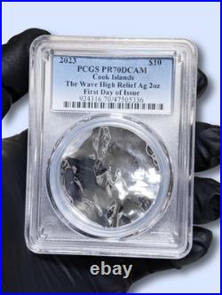 SILVERLAND THE WAVE 2023 $10 2 oz Silver HR Coin Cook Islands