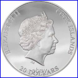 SILVER BURST 2021 $20 3 oz Pure Silver Proof smartminting Coin Cook Islands