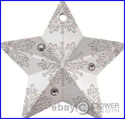 SNOWFLAKE STAR Holiday Ornament 1 Oz Silver Coin 5$ Cook Islands 2023