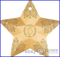 SNOWFLAKE STAR Holiday Ornament Gilded 1 Oz Silver Coin 5$ Cook Islands 2023