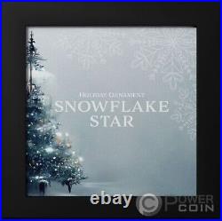 SNOWFLAKE STAR Holiday Ornament Gilded 1 Oz Silver Coin 5$ Cook Islands 2023