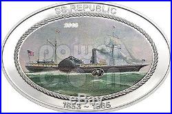 SS REPUBLIC Ship Original Coal Silver Coin 5$ Cook Islands 2013