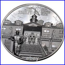 STANLEY Haunted Places 2 oz Silver Black Proof Coin Cook Islands 2023