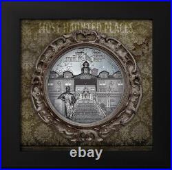 STANLEY Haunted Places 2 oz Silver Black Proof Coin Cook Islands 2023
