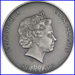 Secret Heart 2023 $5 1 Oz Antique Finish Silver Coin Cook Islands CIT