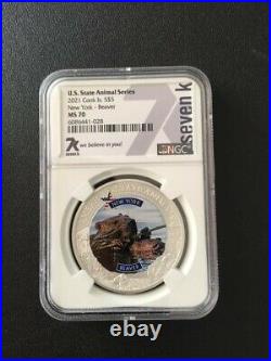 Set of 5 Silver 1oz Animal State Series NGC MS70 Coins