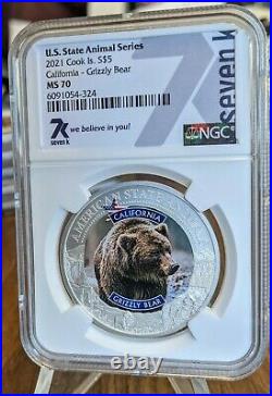 Set of 7 1oz Silver Animal State Series NGC MS70 Coins