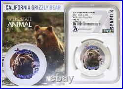 Seven K 2021 Cook Island $5 California Grizzly Bear Coin MS 70