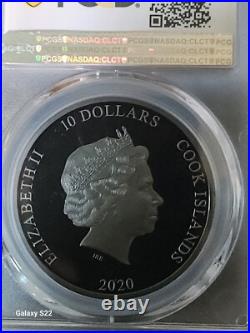 Silver Blue Skies-Propeller 2020 $10 Cook Islands 2oz PCGS Black PR70DCAM FDOI