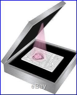 Silver Luxury Line III Pink Swarovski $20 Silver Proof Coin Cook Islands 2014