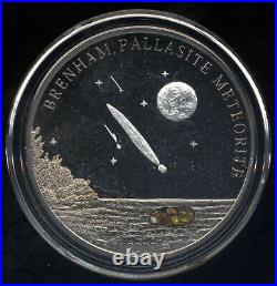 Silver Proof Coin Cook Islands 2007 $5 Brenham Pallasite Meteorite Palladium COA