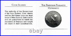 Silver Proof Coin Cook Islands 2007 $5 Brenham Pallasite Meteorite Palladium COA