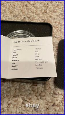 Space-Time Continuum, $2 Cook Islands 2015, Silver proof coin with box