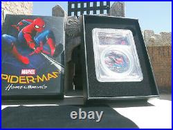 Spiderman 1oz Silver LE Black Proof PCGS PF69DCAM 2017 First day of issue Marvel