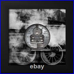 Steam Dream Train The Journey 2oz Black Proof Silver Coin 10$ Cook Islands 2023