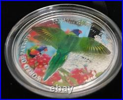 Sterling Silver 3D Coin Rainbow Lorikeet Mintage 2,500 (2015)