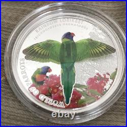 Sterling Silver 3D Coin Rainbow Lorikeet Mintage 2,500 (2015)