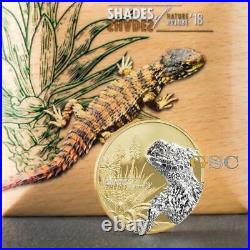 Sungazer Lizard silver coin Shades of Nature series Cook Islands 2018