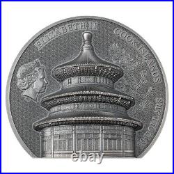 TEMPLE OF HEAVEN Beijing 2 Oz Silver Coin $10 Cook Islands 2023