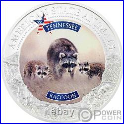 TENNESSEE RACCOON Graded MS70 1 Oz Silver Coin 5$ Cook Islands 2021
