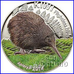 THE KIWI Flightless Birds 1oz Silver Coin 2014 Cook Islands COLORED BIRD VERSION