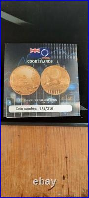 TRADE MAKES THE WORLD GROW Gilded 2 Oz Silver Coin 10$ Cook Islands 2022