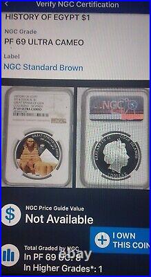 TWO Coin RARE 2014 2022 Sphinx Tutankhamun $5 $1 SILVERED COLORED GIZA NGC PROOF