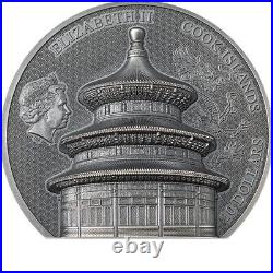 Temple of Heaven Beijing 2 oz Antique finish Silver Coin 10$ Cook Islands 2023