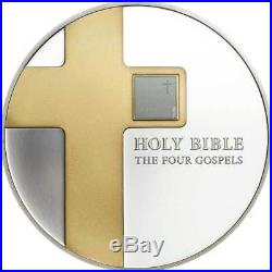 The Holy Bible The Four Gospels 1oz Gilded Proof Silver Coin 2016 Cook Islands